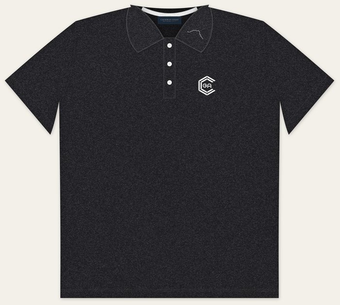 The Original Polo in Black Heather with a white logo